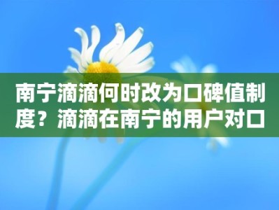 南宁滴滴何时改为口碑值制度？滴滴在南宁的用户对口碑值的认可度如何？