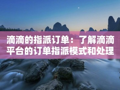 滴滴的指派订单：了解滴滴平台的订单指派模式和处理流程