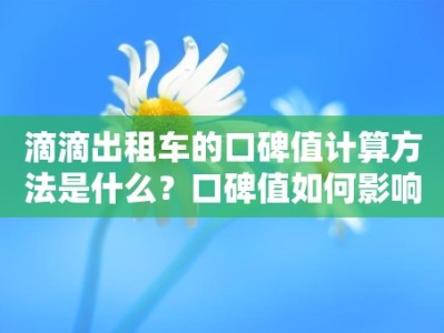 滴滴出租车的口碑值计算方法是什么？口碑值如何影响滴滴出租车的运营？