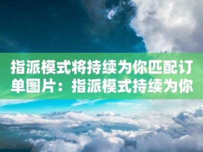 指派模式将持续为你匹配订单图片：指派模式持续为你匹配订单的原理和效果解析