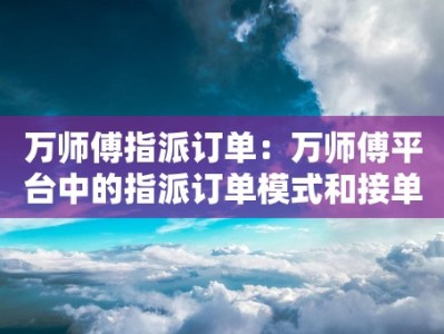 万师傅指派订单：万师傅平台中的指派订单模式和接单流程