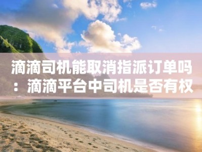 滴滴司机能取消指派订单吗：滴滴平台中司机是否有权取消指派订单